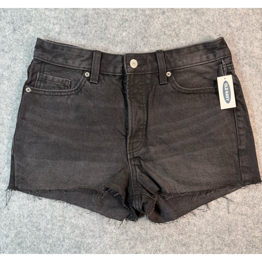 Old Navy OG Short High Rise Black Denim Cut Off‎ Shorts Button Fly Womens 4 NEW